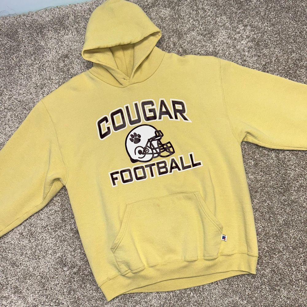 Vintage y2k Russell Athletic Hoodie Sweatshirt Cougar Football‎ Men Size XL